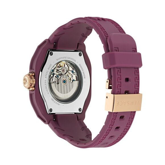 Versace V-Legend Skeleton Automatic Watch Red Mens